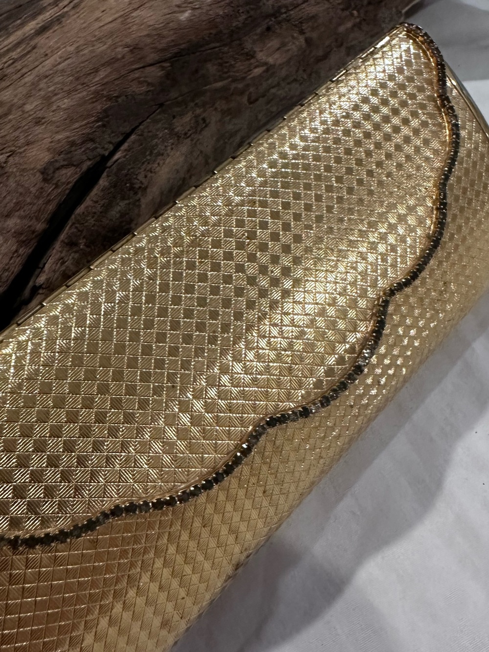 Gold Tone Cocktail Textured Scallop Evening Clutch